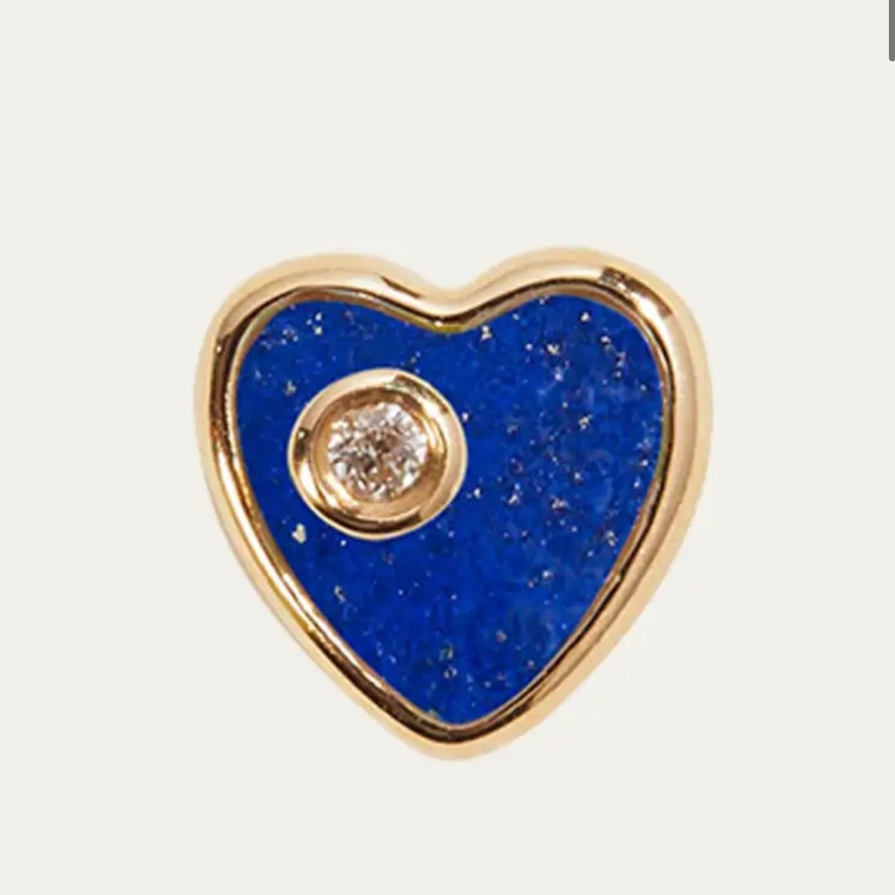 PAMELA LOVE
14k Yellow Gold Lapis Lazuli Diamond Heart Stud Earring